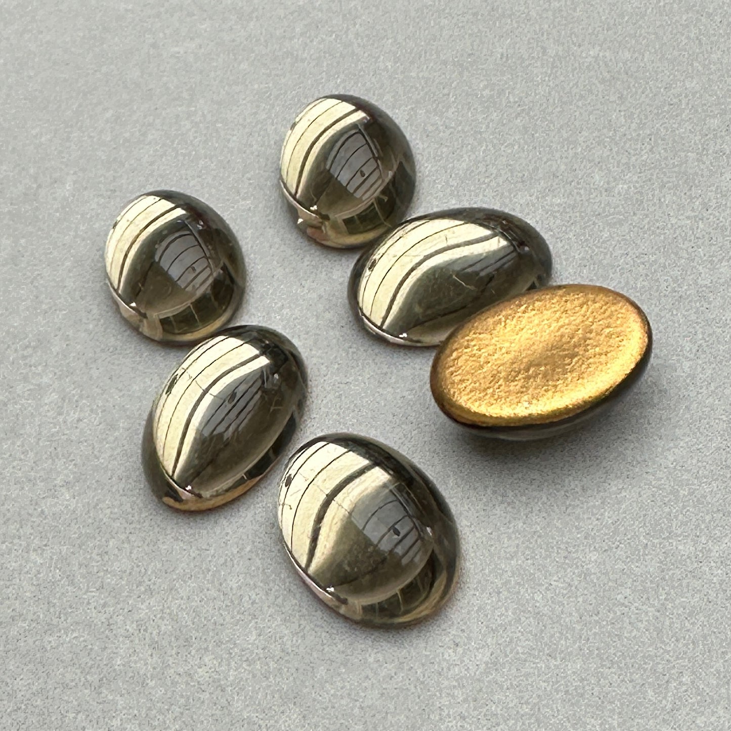 VP-9073 14x10mm チェコヴィンテージ ガラスカボション ブラックダイヤ