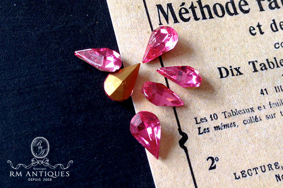 VP-2061 8X5 西ドイツ ヴィンテージ ローズ ラインストーン ペア