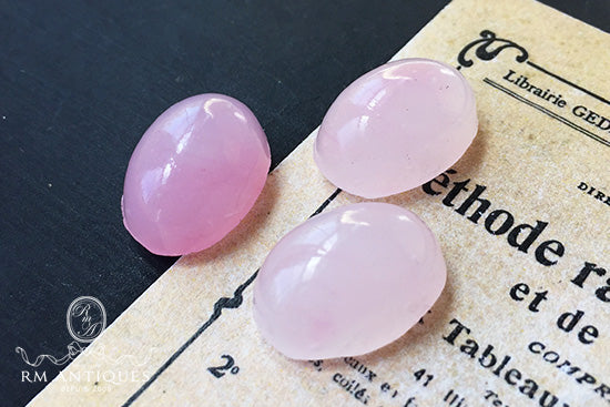 VP-3392 18x13 Japan Vintage glass Cabochon pale Pink Oval