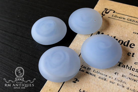 VP-4288 18mm Japan Vintage glass Cabochon Frosted Blue Marbled Round
