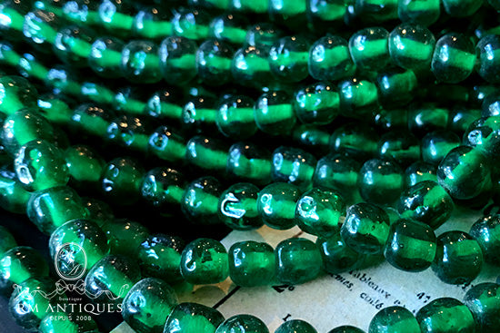 VP-4436 6mm ジャパン ヴィンテージ チェリー ブランド ハスケル バロックガラスビーズ エメラルド