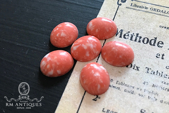 VP-5170 12X10 アメリカヴィンテージ ルーサイトカボション コーラル オーバル