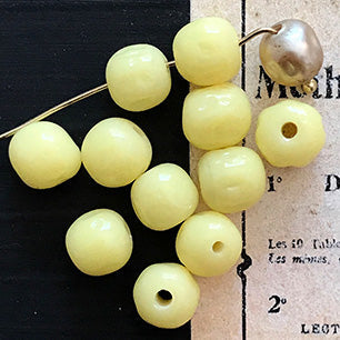 VP-5445 8mm ジャパン ヴィンテージ チェリー ブランド ハスケル バロックガラスビーズ クリームイエロー