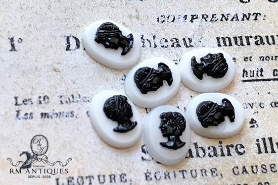 VP-6109 8x6 西ドイツ ヴィンテージ カメオ ルーサイト カボション ホワイト オーバル