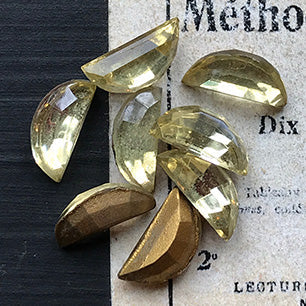 VP-6675 12x6 West German Vintage Glass Stone Half Moon Jonquil