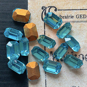 VP-7802 7x5 スワロフスキー ヴィンテージ ラインストーン アクア オクタゴン