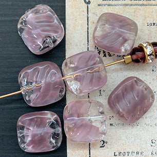 VP-7850 12mm 西ドイツ ヴィンテージ アメジストギブレ リブ ガラスビーズ