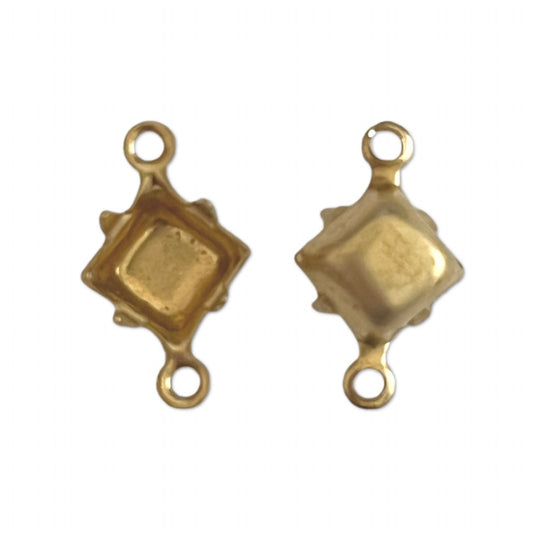 GP-117 6mm 2Hole Raw Brass Setting Square Setting Rhinestone