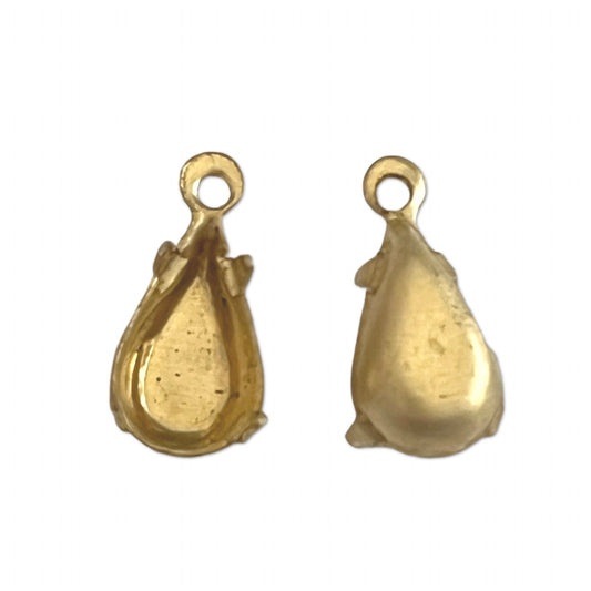 GP-118 10X6 Raw Brass Setting Pear Setting Rhinestone