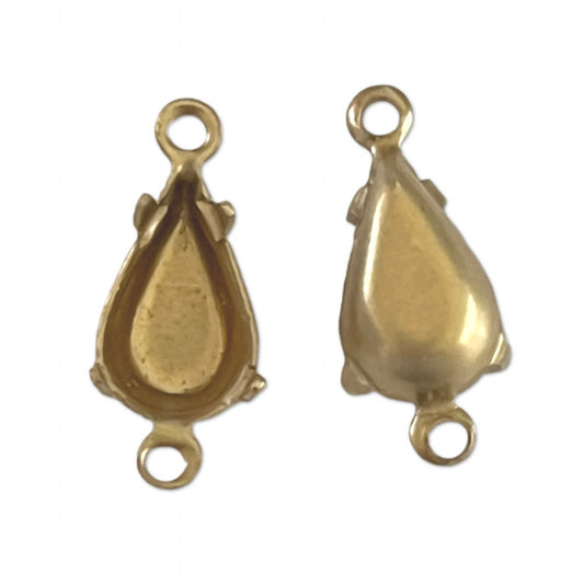 GP-132 10X6 2Hole Raw Brass Setting Pear Setting Rhinestone