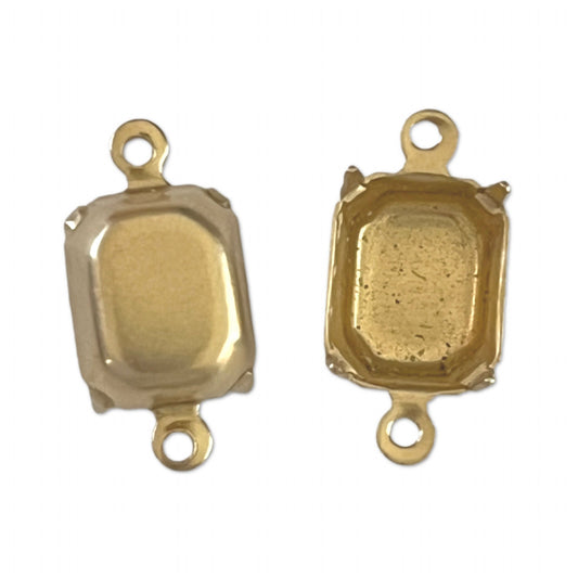 GP-138 10x8 2Hole Raw Brass Setting Octagon Setting Rhinestone