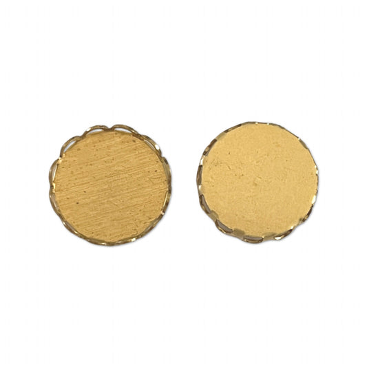 GP-147 13mm Raw Brass Cabochon Setting Round Lace