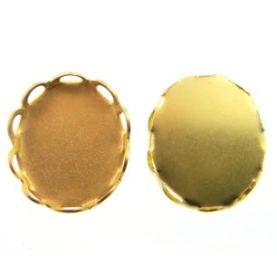 GP-150 10x8 Raw Brass Cabochon Setting Oval Lace