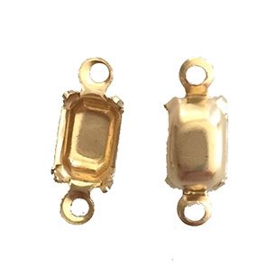 GP-168 6x4 2Hole Raw Brass Setting Octagon Setting Rhinestone