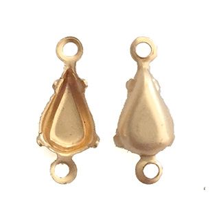 GP-169 8x4 2Hole Raw Brass Setting Pear Setting Rhinestone