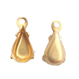 GP-170 8x4 Raw Brass Setting Pear Setting Rhinestone