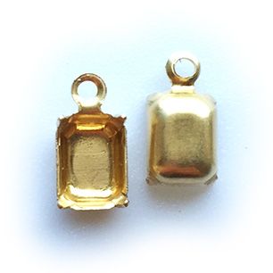 GP-182 7x5 Raw Brass Setting Octagon Setting Rhinestone