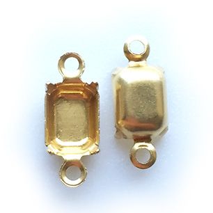 GP-185 7x5 2Hole Raw Brass Setting Octagon Setting Rhinestone