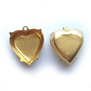 GP-189 15mm Raw Brass Setting Heart Setting Rhinestone Brass