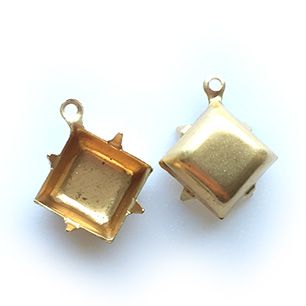 GP-190 10mm Raw Brass Setting Square Setting Rhinestone