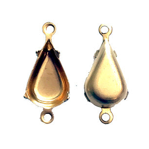 GP-192 13X8 2Hole Raw Brass Setting Pear Setting Rhinestone