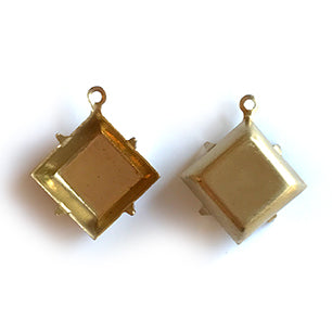 GP-196 12mm Raw Brass Setting Square Setting Rhinestone