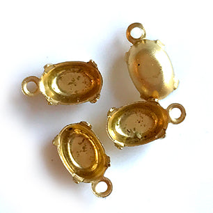 GP-198 6X4 Raw Brass Setting Oval Setting Rhinestone