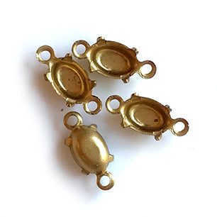 GP-199 6X4 2Hole Raw Brass Setting Oval Setting Rhinestone