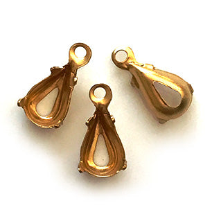 GP-202 8x4 Raw Brass Open backSetting Pear Setting Rhinestone