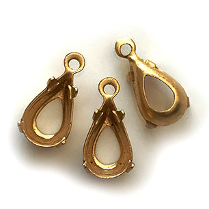 GP-203 10X6 Raw Brass Open backSetting Pear Setting Rhinestone