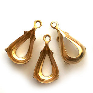 GP-204 13X8 Raw Brass Open backSetting Pear Setting Rhinestone