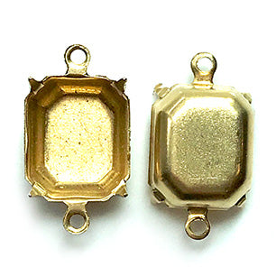 GP-209 12X10 2Hole Raw Brass Setting Octagon Setting Rhinestone