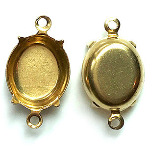 GP-210 12X10 2Hole Raw Brass Setting Oval Setting Rhinestone