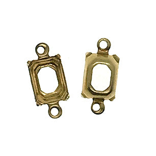 GP-224 8x6 2Hole Raw Brass Open backSetting Octagon Setting Rhinestone