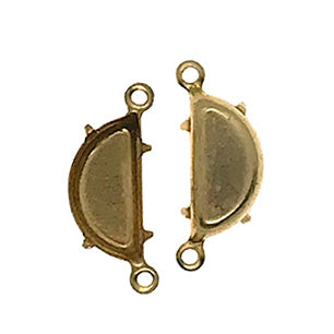 GP-228 12x6mm 2Hole Raw Brass Setting Half Moon Setting Rhinestone