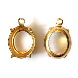 GP-231 12X10 Raw Brass Setting Oval Setting Rhinestone