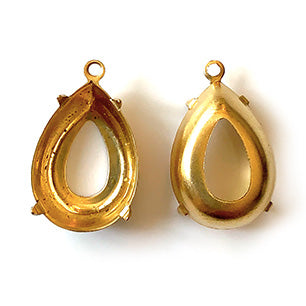 GP-233 18X13 Raw Brass Open backSetting Pear Setting Rhinestone