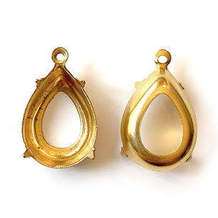 GP-235 15X11 Raw Brass Open backSetting Pear Setting Rhinestone