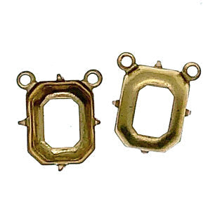 GP-265 10X8 Raw Brass Open backSetting 2Hole Octagon Setting Rhinestone