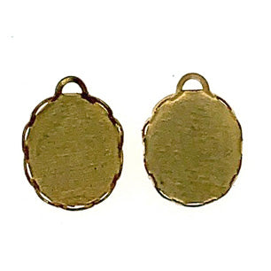 GP-266 10x8 Raw Brass Charm Cabochon Setting Oval Lace