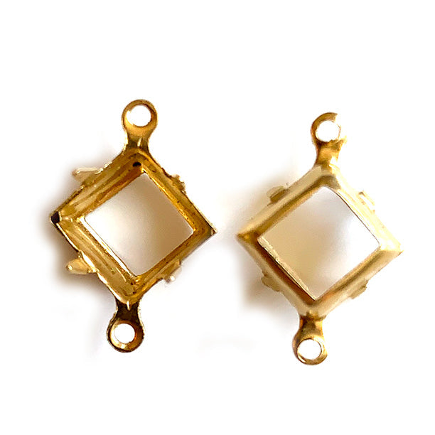 GP-269 8mm 2Hole Raw Brass Open backSetting Square Setting Rhinestone Brass