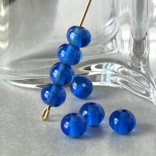 VP-5413 6mm JapanVintage Sapphire glass Bead