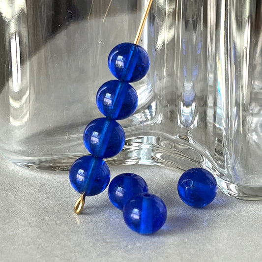 VP-5412 8mm JapanVintage Sapphire glass Bead