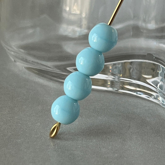 VP-1421 6mm West German Vintage Pastel Blue glass Bead