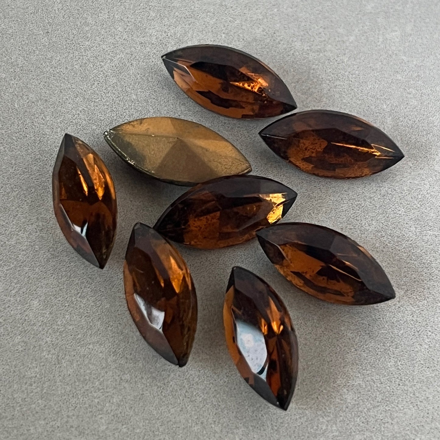 VP-1488 15X7 Czech Vintage Rhinestone Smoked Topaz Navette