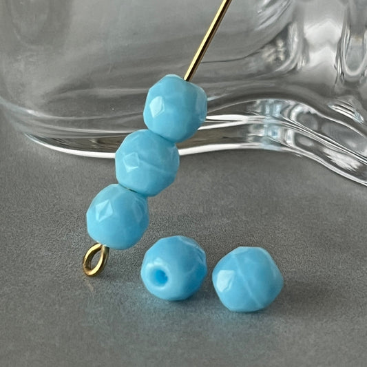 VP-1497 West German Vintage Sky Blue Givre glass Bead