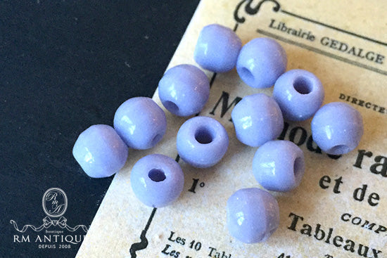 VP-2759 7mm Czech Antique opaque Lavender glass Bead