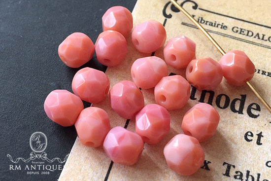 VP-2787 6mm Czech Vintage opaque Pink glass Bead