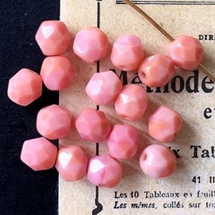 VP-2787 6mm Czech Vintage opaque Pink glass Bead