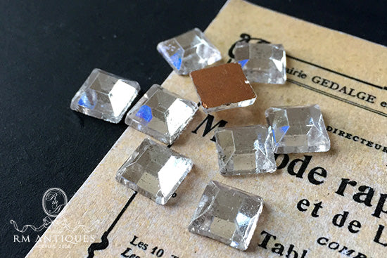 VP-2941 8mm German Vintage glass Cabochon Clear Square